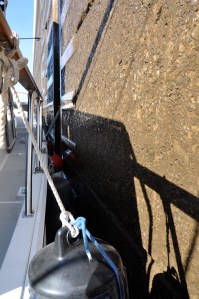 Fenders protect the boat from the lock walls. 