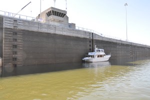 Built primarily for commercial traffic, the locks swallow a trawler.