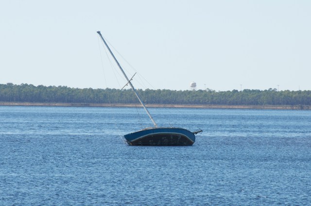 Grounded sailboat - what you don't want to see as you enter an anchorage.