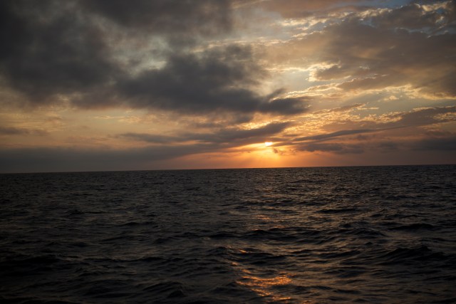 The sun sets over the gulf of Mexico. 