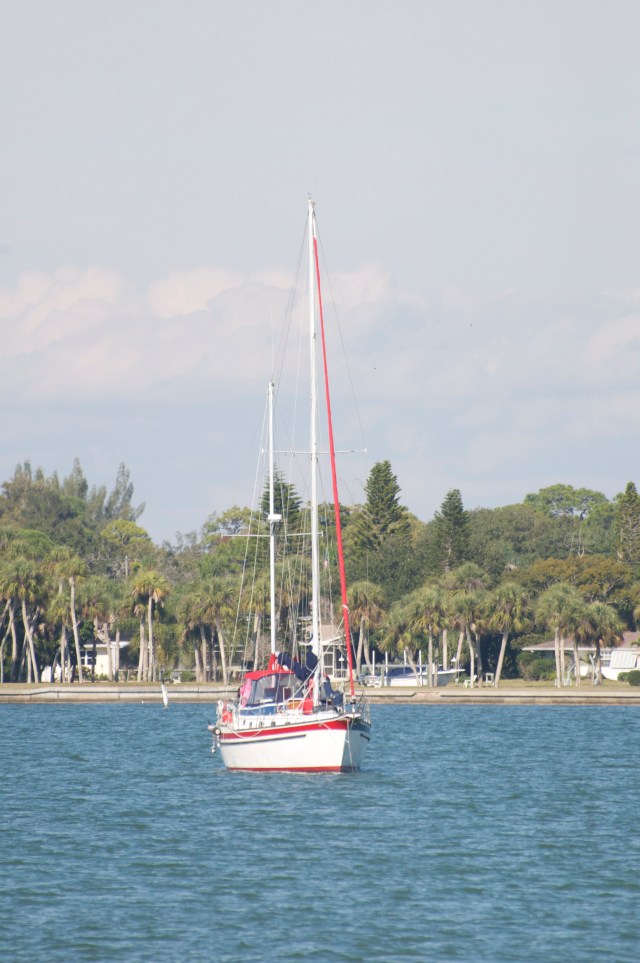 Sailboat at anchor off the ICW on Florida's west coast.