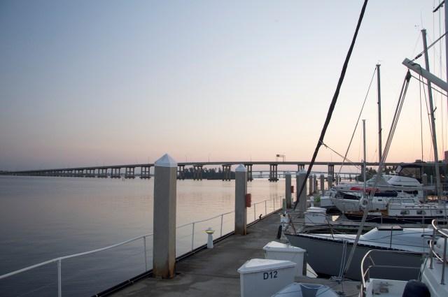 Looking east up the Caloosahatchee River at daybreak.