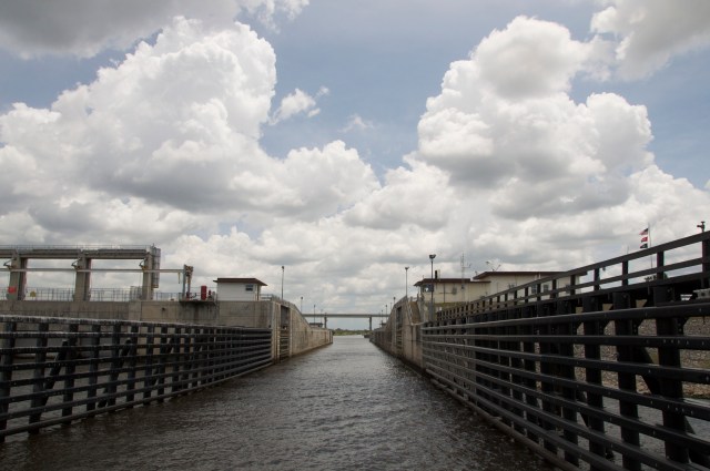 The canal was already at sea level so we just cruised on through the lock.