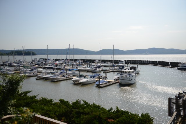 Half Moon was the name of the ship that Henry Hudson sailed as he explored the river.  Half Moon Bay is named after her.