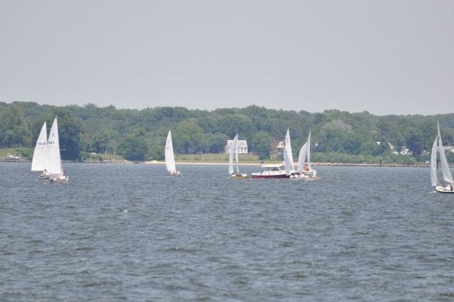 Skirting a sailing race. 