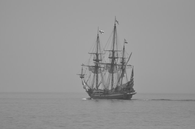 Sharing the Bay with a remarkable replica ship.