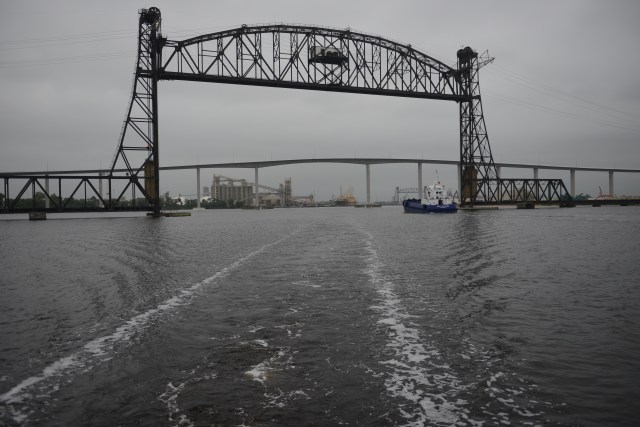 Entering Norfolk Harbor and leaving the narrow channels of the Atlantic Intracoastal Waterway in our wake.