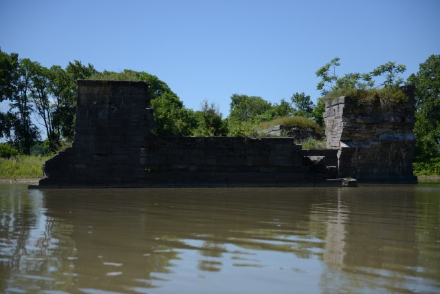This is a cross-section of the aqueduct.  It was lined with wood and filled with water to float the barges over the creek.