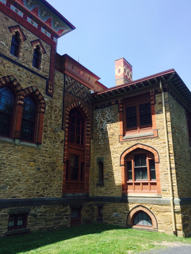 A close-up view of exterior detail on Olana