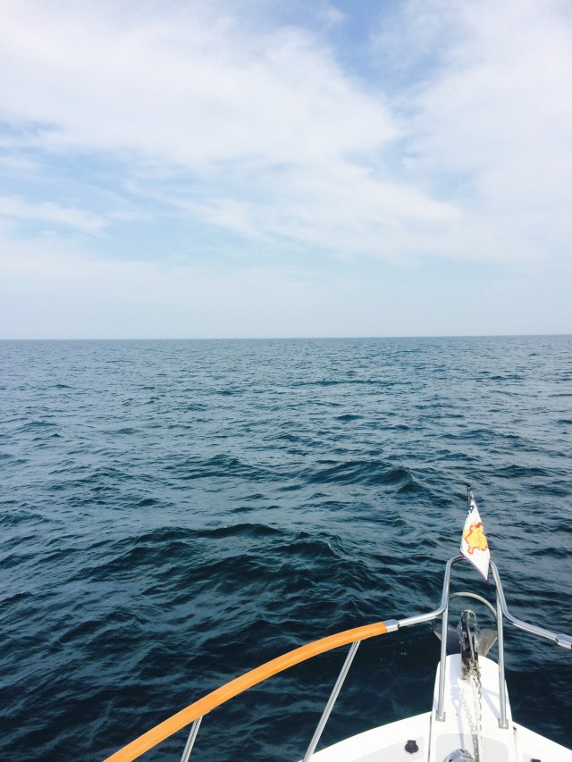 Our view of the Lake.  The weather was very kind to us with following seas, wind and current.