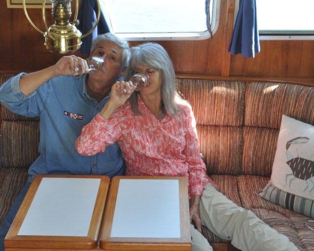 The crew of Arkansas Traveler waits as the excess water flows downstream.