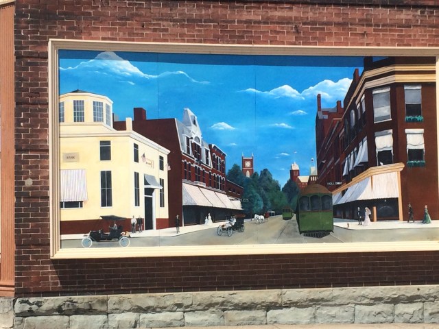 The sky this day mimicked that of the wall mural.