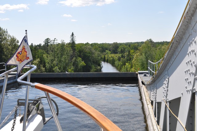 Arkansas Traveler tied up in the Kirkfield Lift Lock
