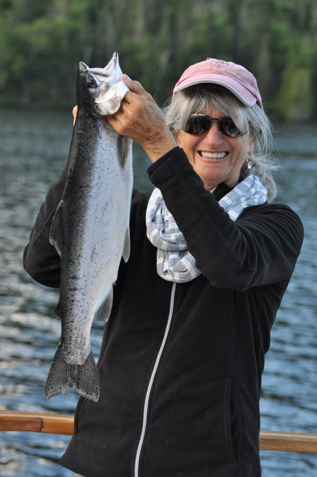 Everyone is happy with our fish!  This24-inch lake trout jumped many times and fought hard until we landed him
