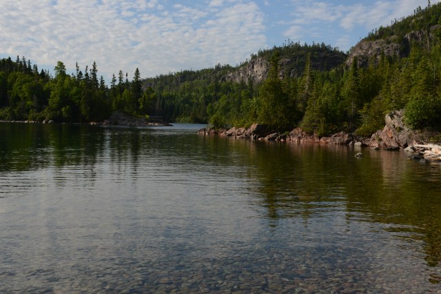 The narrow entrance to Otter Cove on the eastern shore of Lake Superior