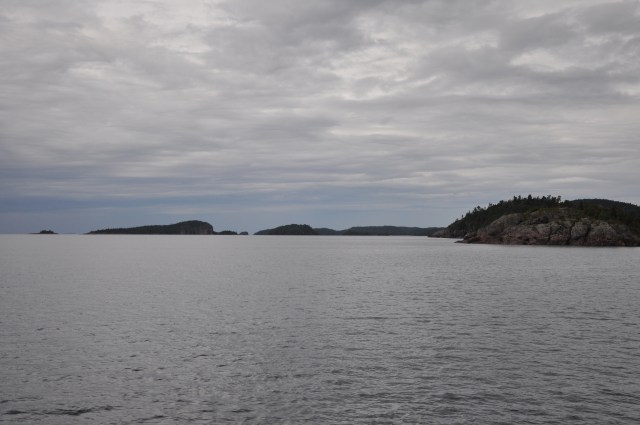 Entering Gargantua Harbor  in the lee of the shore.