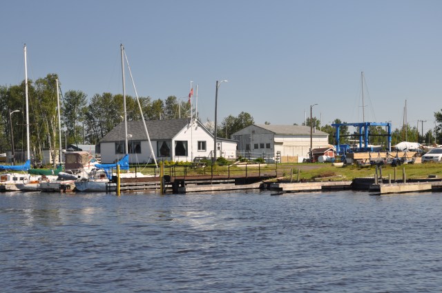 Thunder Bay Yacht Club from the river
