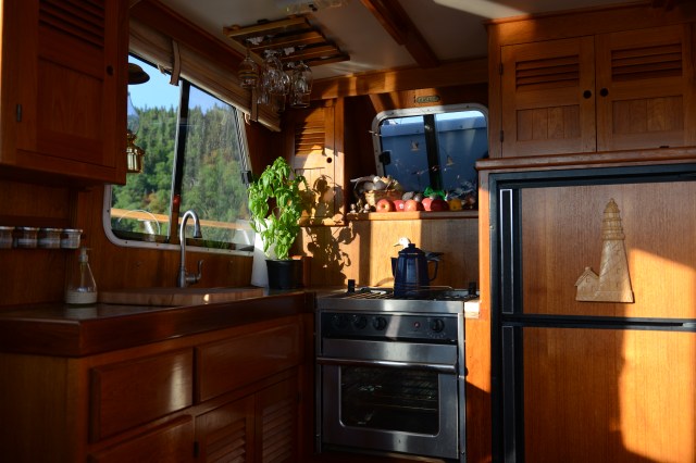 Arkansas Traveler's galley in the early morning light