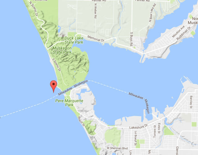 This chart does not show the breakwaters that protect the stilling basin.  We are anchored within them yet out of the channel accessing the inlet through the dunes to the lake.